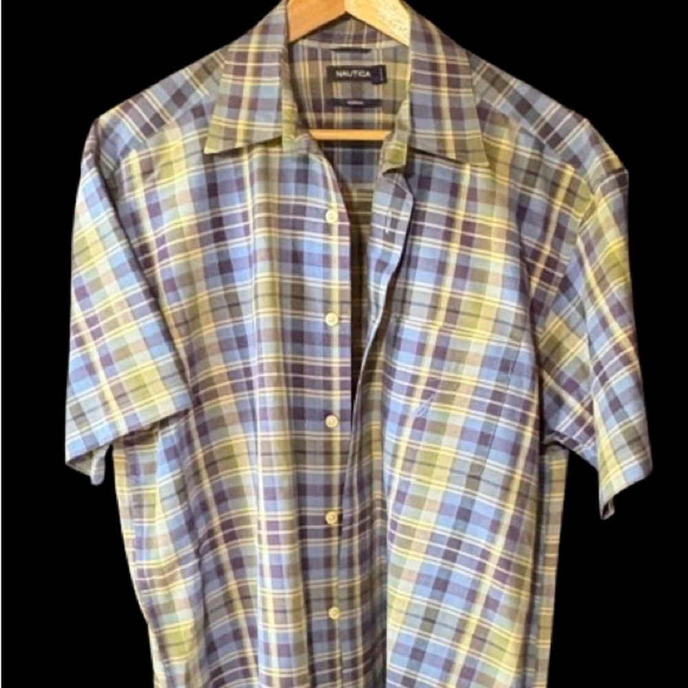 2/$20 Nautica Blue and Yellow Casual Button Down Shirt